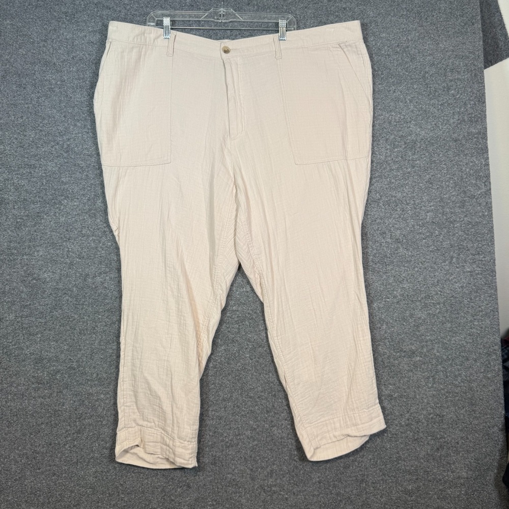 Old Navy Pants Womens 26 Beige Tapered Cotton Crop Plus‎ Size Coastal NEW